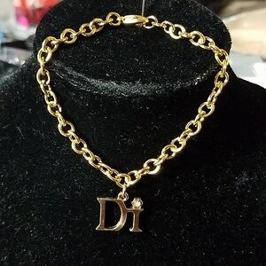 Di Charm Bracelet Gold Tone  8"